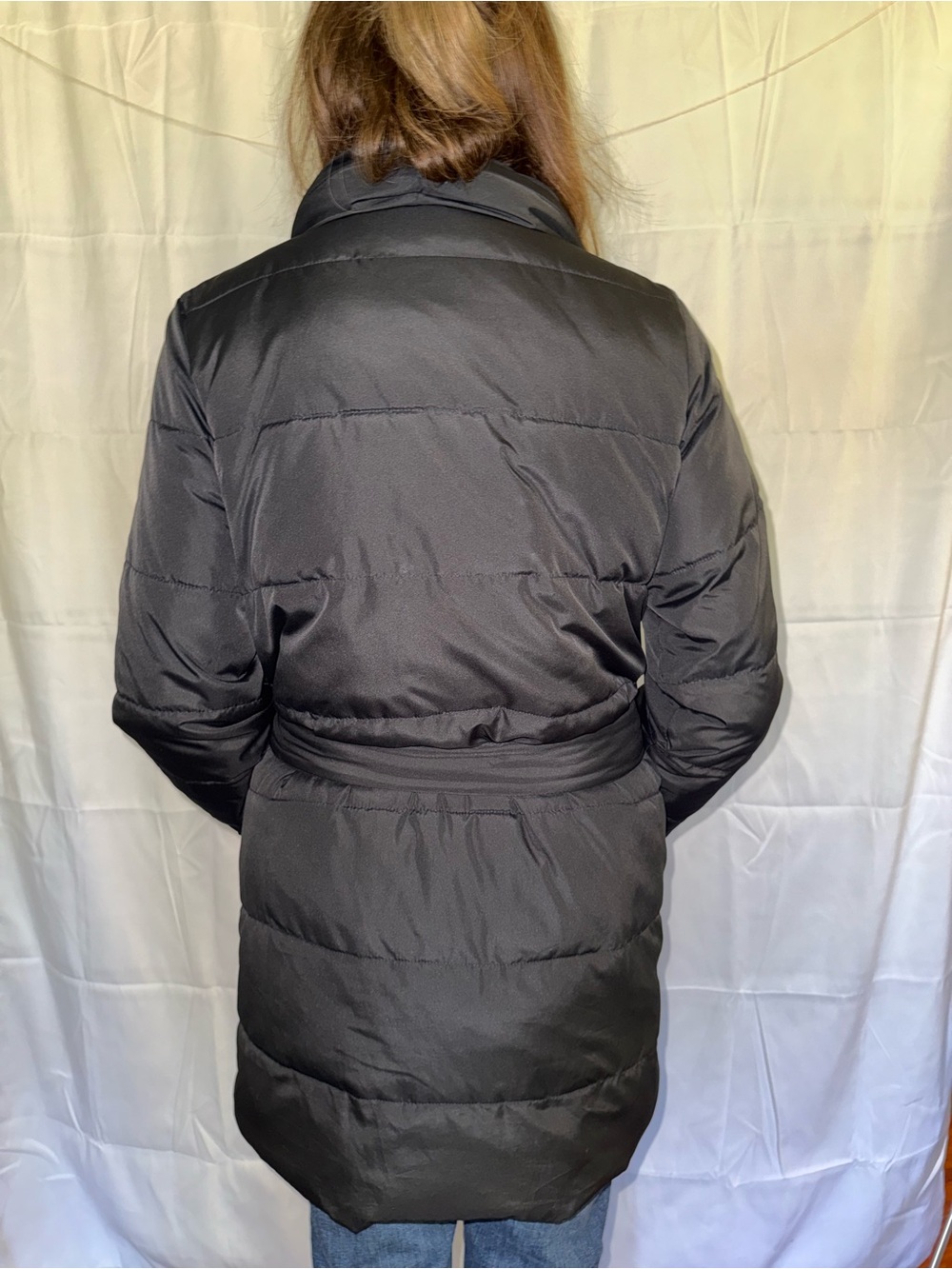 GAP Black Quilted Belted Puffer Coat